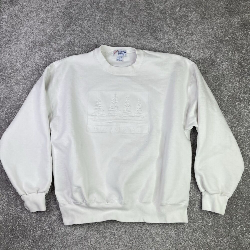 Jerzees Steamboat Vintage Sweatshirt Women’s Large White Crew Neck Cotton USA